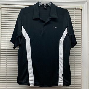 Nike Dri-Fit Black & White Polo Shirt Size Large